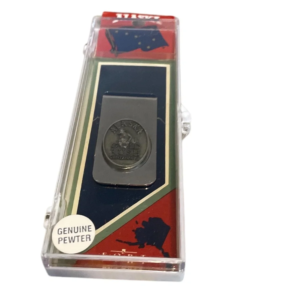 ALASKA GENUINE PEWTER MONEY CLIP Made In USA,‎ NIB